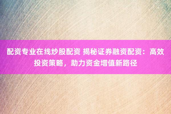 配资专业在线炒股配资 揭秘证券融资配资：高效投资策略，助力资金增值新路径