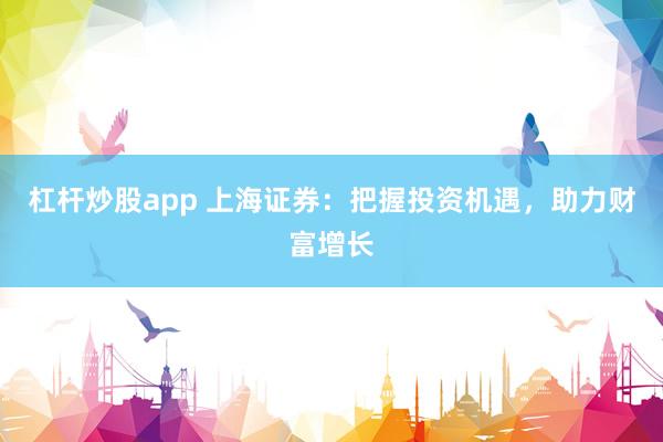 杠杆炒股app 上海证券：把握投资机遇，助力财富增长
