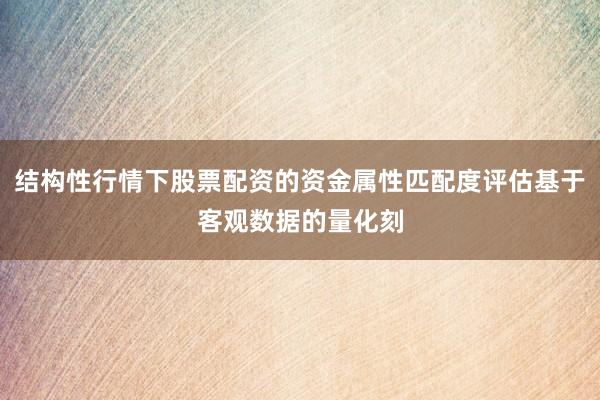 结构性行情下股票配资的资金属性匹配度评估基于客观数据的量化刻