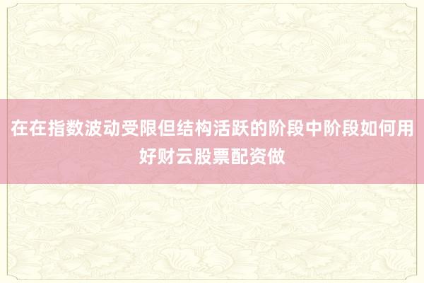 在在指数波动受限但结构活跃的阶段中阶段如何用好财云股票配资做