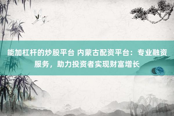 能加杠杆的炒股平台 内蒙古配资平台：专业融资服务，助力投资者实现财富增长